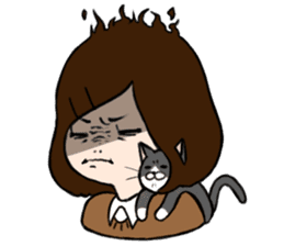 The girl with a noisy face and cat sticker #3374619