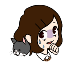 The girl with a noisy face and cat sticker #3374620