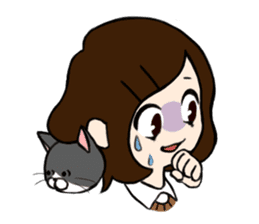 The girl with a noisy face and cat sticker #3374621