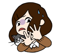 The girl with a noisy face and cat sticker #3374622