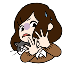 The girl with a noisy face and cat sticker #3374622