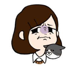 The girl with a noisy face and cat sticker #3374624