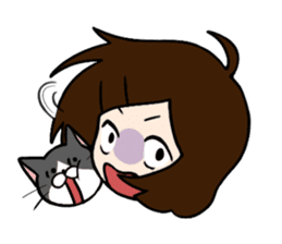 The girl with a noisy face and cat sticker #3374627