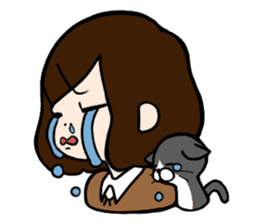 The girl with a noisy face and cat sticker #3374629