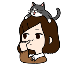 The girl with a noisy face and cat sticker #3374634