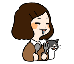 The girl with a noisy face and cat sticker #3374645