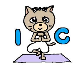 NYANYANEN kawaii yoga kitty English ver sticker #3375572