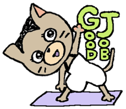 NYANYANEN kawaii yoga kitty English ver sticker #3375577