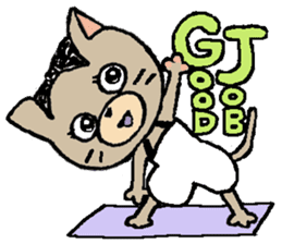NYANYANEN kawaii yoga kitty English ver sticker #3375577