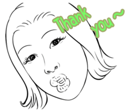 Funny face sticker(Female) vol.3 sticker #3376160