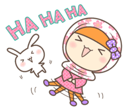 Cheerful Girl and rabbit sticker #3405450