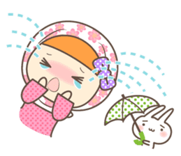 Cheerful Girl and rabbit sticker #3405452