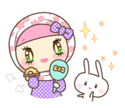 Cheerful Girl and rabbit sticker #3405457