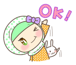 Cheerful Girl and rabbit sticker #3405460