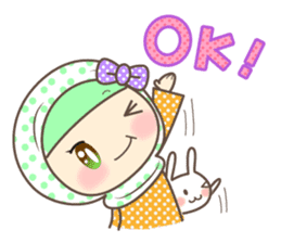 Cheerful Girl and rabbit sticker #3405460