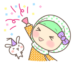 Cheerful Girl and rabbit sticker #3405463