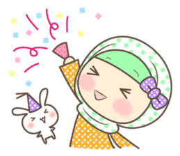 Cheerful Girl and rabbit sticker #3405463