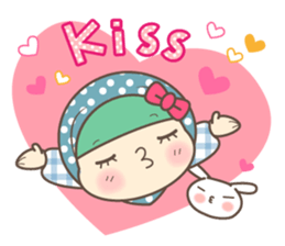 Cheerful Girl and rabbit sticker #3405466