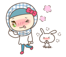 Cheerful Girl and rabbit sticker #3405482