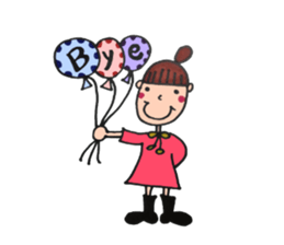 Balloon and girls sticker #3409058