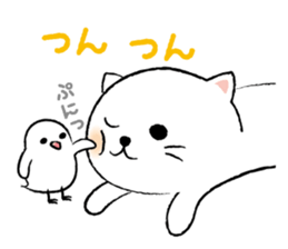 White cat's and Java sparrow sticker #3415673