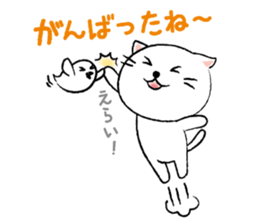 White cat's and Java sparrow sticker #3415701