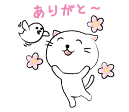 White cat's and Java sparrow sticker #3415703