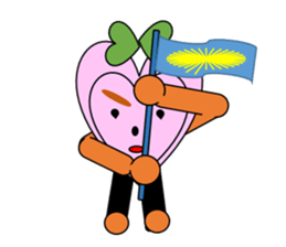 Green ribbon and pink heart sticker #3446888