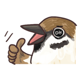 Sparrow Chu-bi surreal dail Sticker sticker #3447153