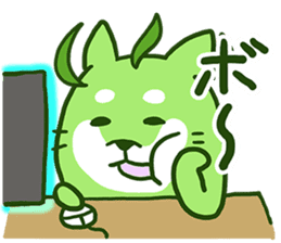 Green Shiba Inu Sticker sticker #3474730
