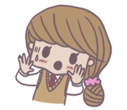 Girl student's pretty stamp sticker #3511828