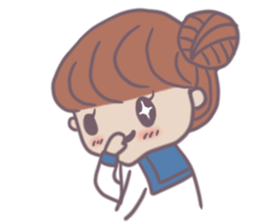 Girl student's pretty stamp sticker #3511839