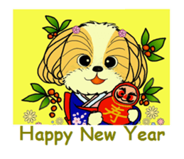 Japanese New Year's and sticker of a pet sticker #3518495