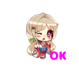 KIMONO girl English & Japanese sticker #3520820