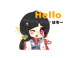 KIMONO girl English & Japanese sticker #3520822