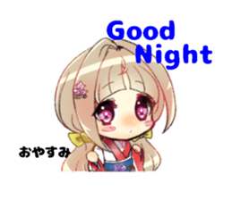 KIMONO girl English & Japanese sticker #3520826