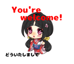 KIMONO girl English & Japanese sticker #3520839
