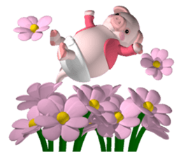 Cheerful pink pig sticker #3531780