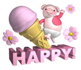 Cheerful pink pig sticker #3531781