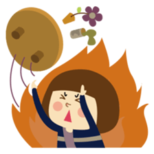 Freya and her cat in daily life sticker #3546922