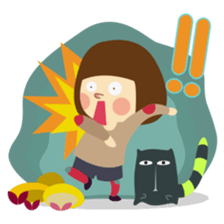 Freya and her cat in daily life sticker #3546953