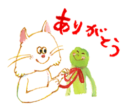 a mischief cat and a kindly frog sticker #3547838