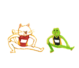 a mischief cat and a kindly frog sticker #3547842