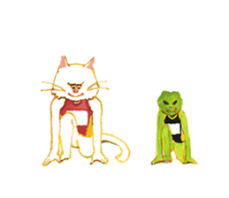 a mischief cat and a kindly frog sticker #3547843