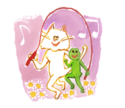 a mischief cat and a kindly frog sticker #3547849