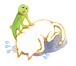 a mischief cat and a kindly frog sticker #3547852