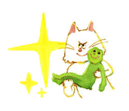 a mischief cat and a kindly frog sticker #3547855