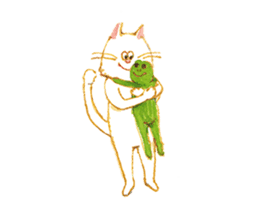 a mischief cat and a kindly frog sticker #3547856