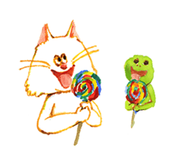 a mischief cat and a kindly frog sticker #3547863