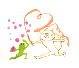 a mischief cat and a kindly frog sticker #3547864